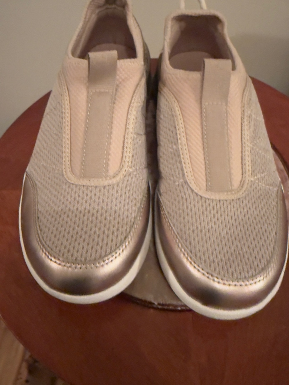 Slip-On Athletic Sneakers in Light Beige